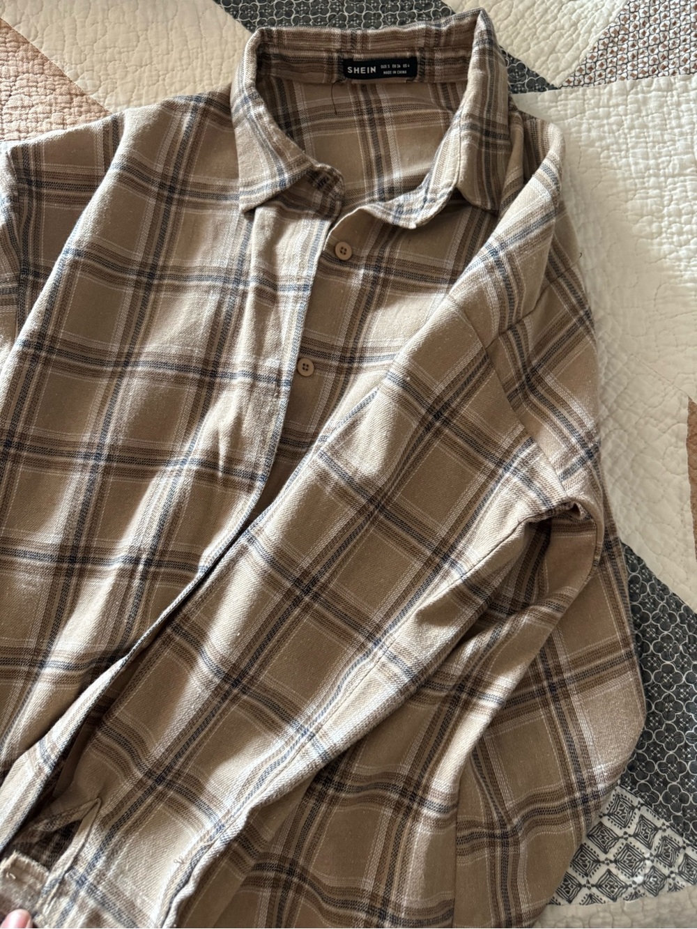 Woman Plaid Button-Up Shirt